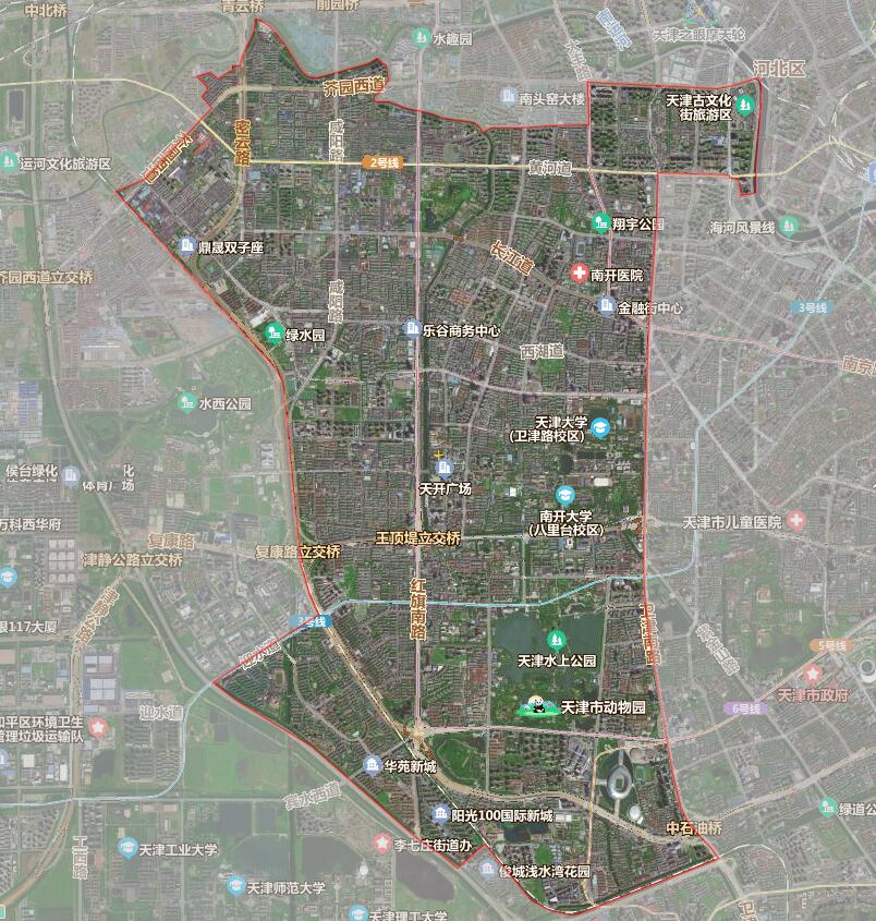 天津市16个行政区划地图